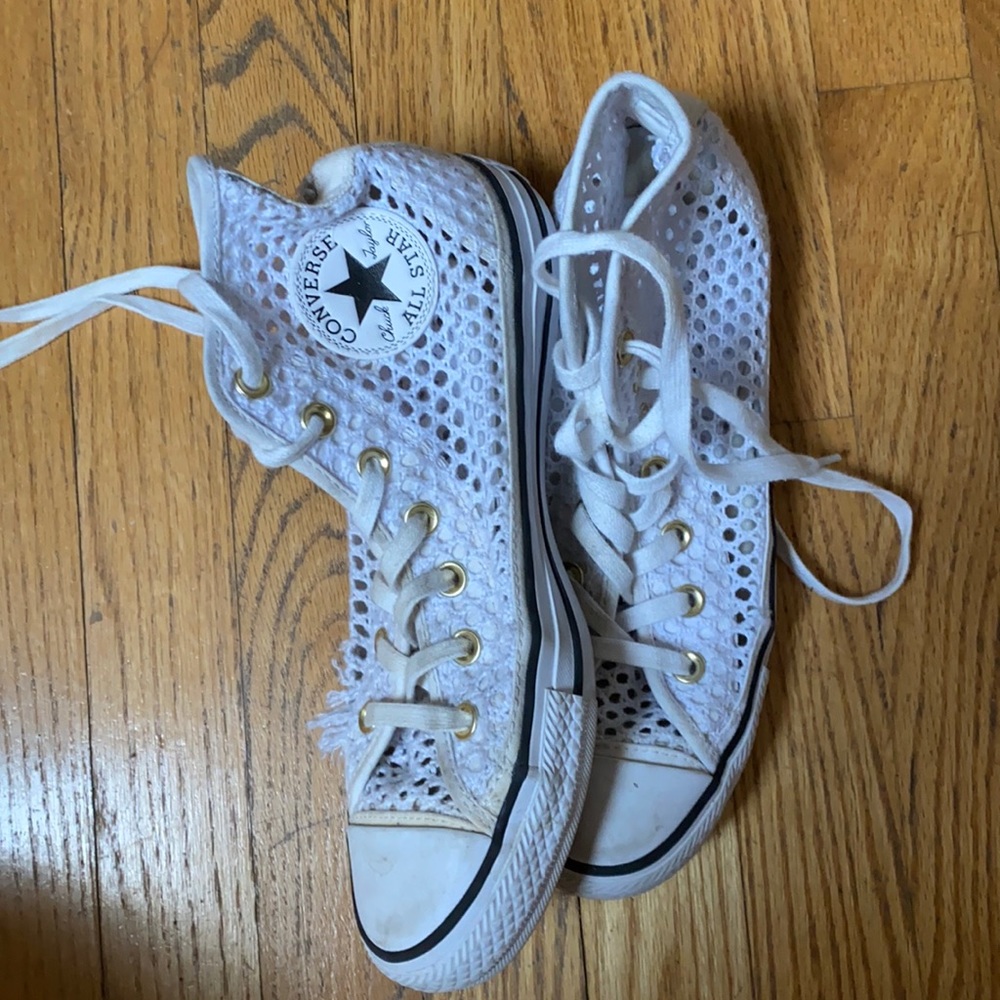 White mesh converse shoes